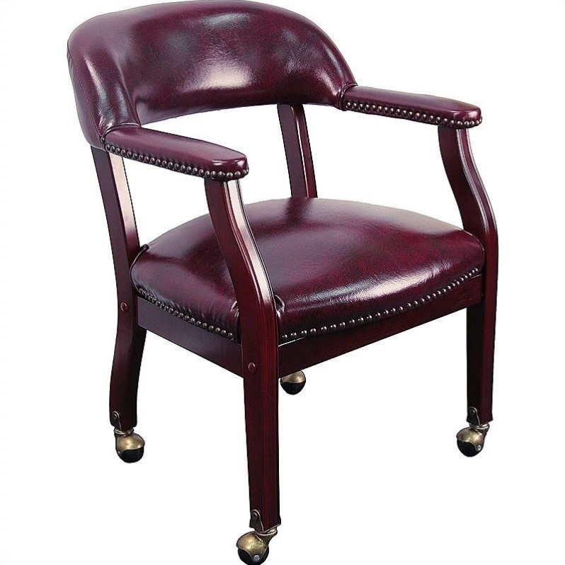 Pemberly Row Modern Luxurious Conference Guest Chair in Burgundy