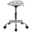 Pemberly Row Modern Vibrant Chrome Adjustable Bar Stool in Silver
