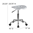 Pemberly Row Modern Vibrant Chrome Adjustable Bar Stool in Silver
