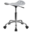 Pemberly Row Modern Vibrant Chrome Adjustable Bar Stool in Silver