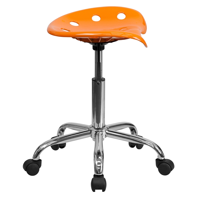 Pemberly Row Contemporary Vibrant Adjustable Bar Stool in Orange