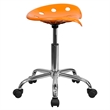 Pemberly Row Contemporary Vibrant Adjustable Bar Stool in Orange