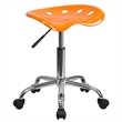 Pemberly Row Contemporary Vibrant Adjustable Bar Stool in Orange