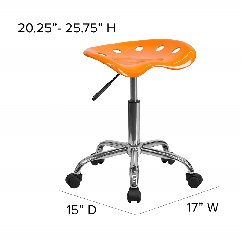 Pemberly Row Contemporary Vibrant Adjustable Bar Stool in Orange