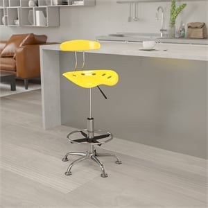 Pemberly Row Vibrant Drafting Chair with Tractor Seat in Yellow