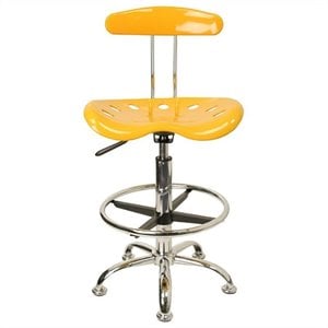 pemberly row vibrant drafting chair with tractor seat in yellow