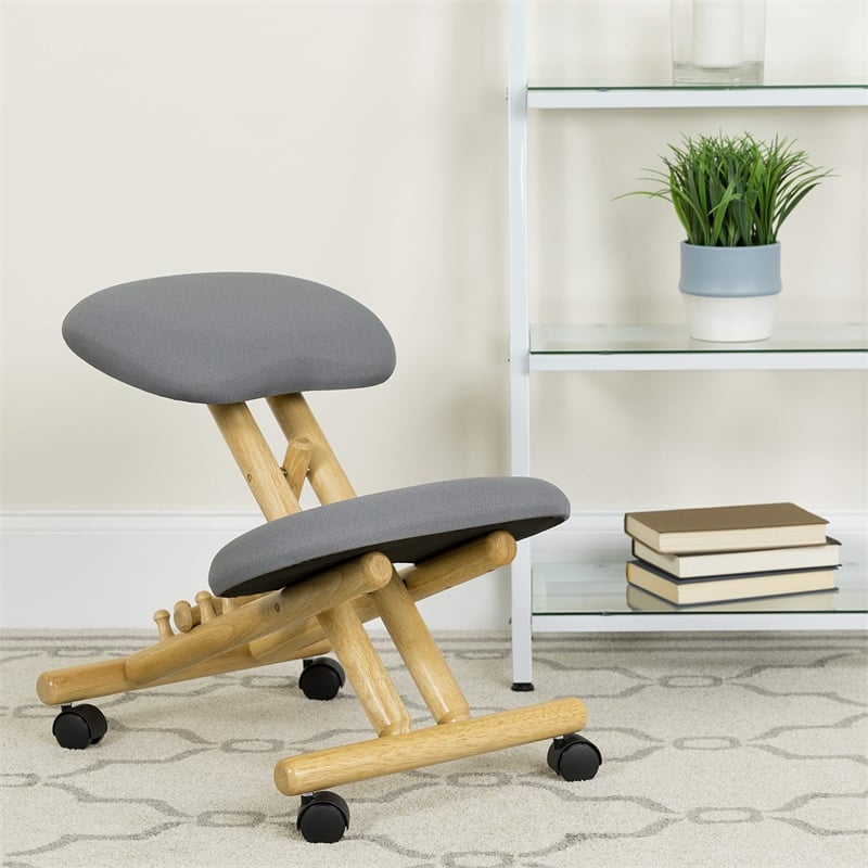 Pemberly Row Modern Mobile Ergonomic Kneeling Office Chair in Gray