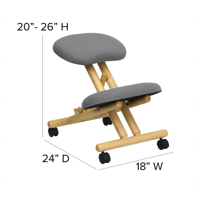 Pemberly Row Modern Mobile Ergonomic Kneeling Office Chair in Gray