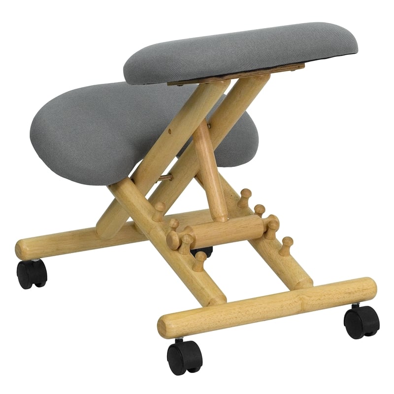 Pemberly Row Modern Mobile Ergonomic Kneeling Office Chair in Gray