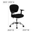 Pemberly Row Mid-Back Mesh Office Swivel Chair with Arms in Black
