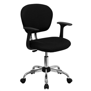Pemberly Row Mid-Back Mesh Office Swivel Chair with Arms in Black