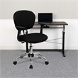 Pemberly Row Mid-Back Mesh Office Swivel Chair with Arms in Black