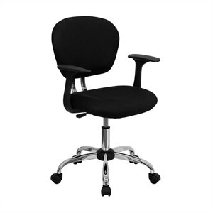 pemberly row mid-back mesh office swivel chair with arms in black