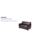 Pemberly Row Contemporary Diplomat Leather Loveseat in Brown
