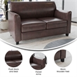 Pemberly Row Contemporary Diplomat Leather Loveseat in Brown