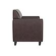 Pemberly Row Contemporary Diplomat Leather Loveseat in Brown