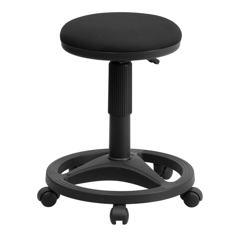 Pemberly Row Contemporary Ergonomic Stool with Foot Ring in Black