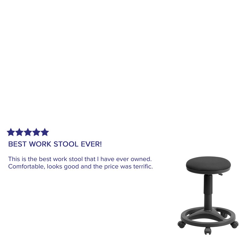 Pemberly Row Contemporary Ergonomic Stool with Foot Ring in Black