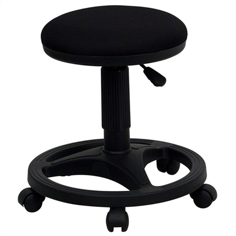 Pemberly Row Contemporary Ergonomic Stool with Foot Ring in Black