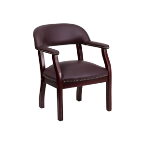 Pemberly Row Modern Leather Conference Guest Chair in Burgundy