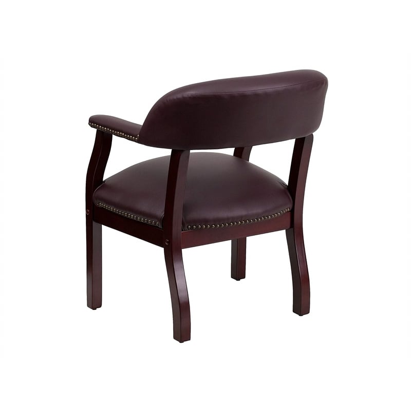 Pemberly Row Modern Leather Conference Guest Chair in Burgundy