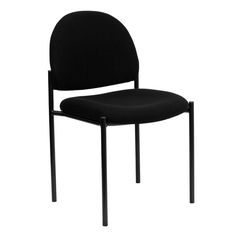 Pemberly Row Contemporary Stacking Side Stacking Chair in Black