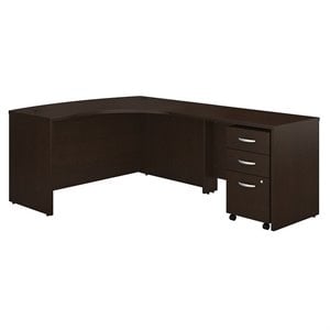 pemberly row rh l-shaped desk with drawers in mocha cherry - engineered wood