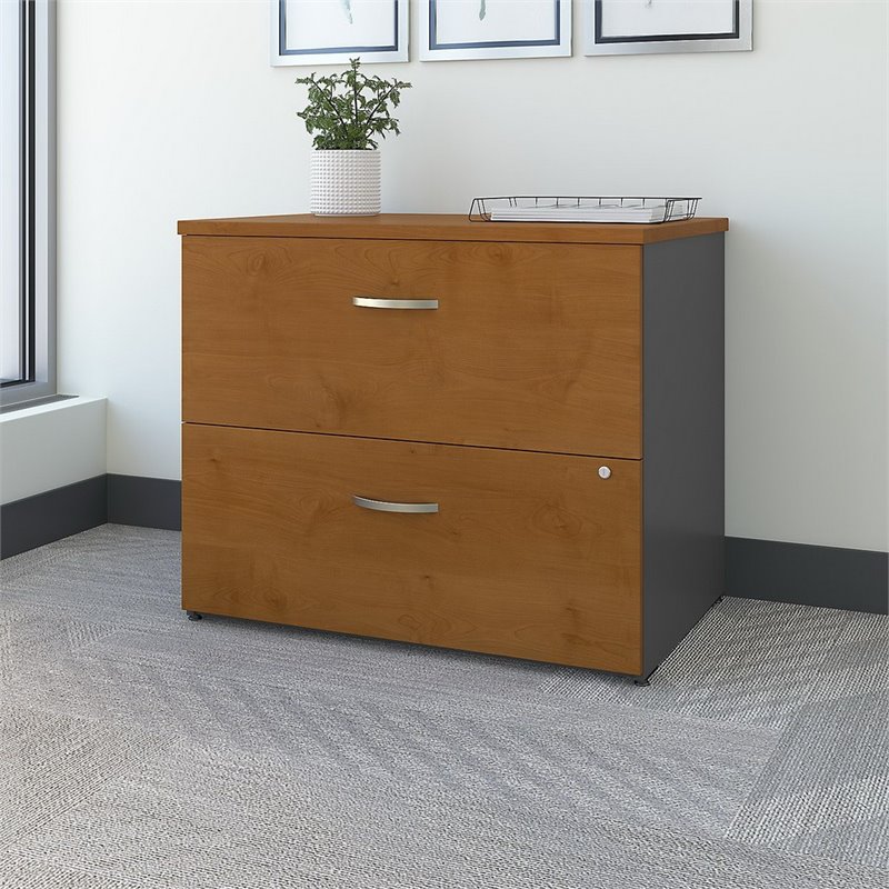 Pemberly Row 2 Drawer Lateral File Cabinet in Natural Cherry - Engineered Wood