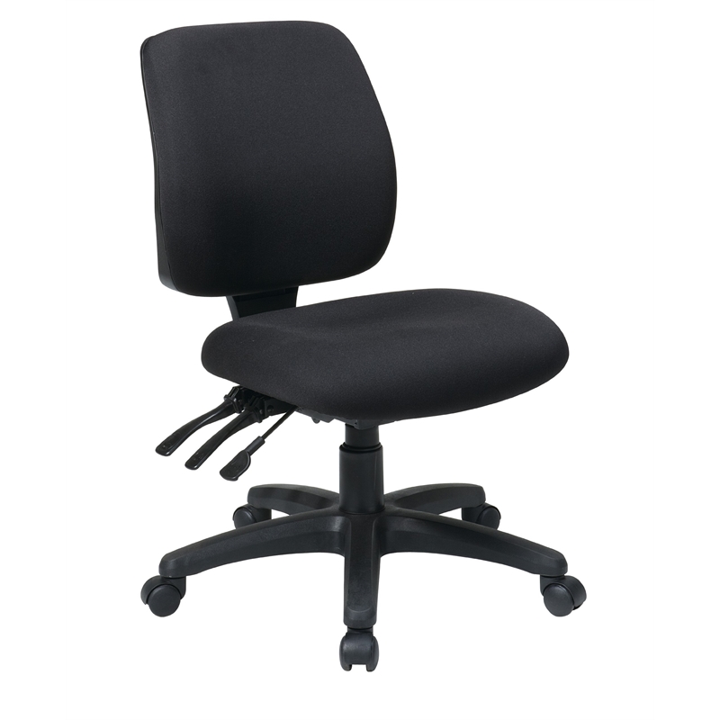 Pemberly Row Mid Back Dual Function Ergonomic Office Chair in Coal Black Fabric
