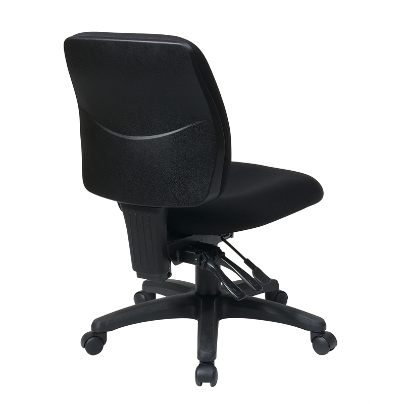 Pemberly Row Mid Back Dual Function Ergonomic Office Chair in Coal Black Fabric