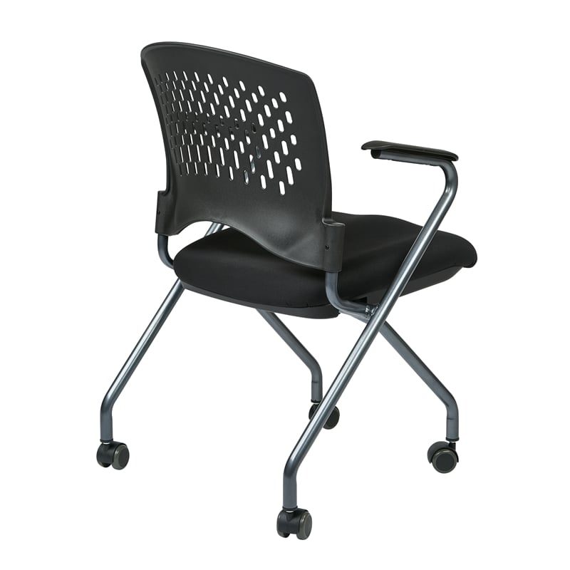 Pemberly Row Set of 2 Black Chair with Ventilated Plastic Wrap Around Back