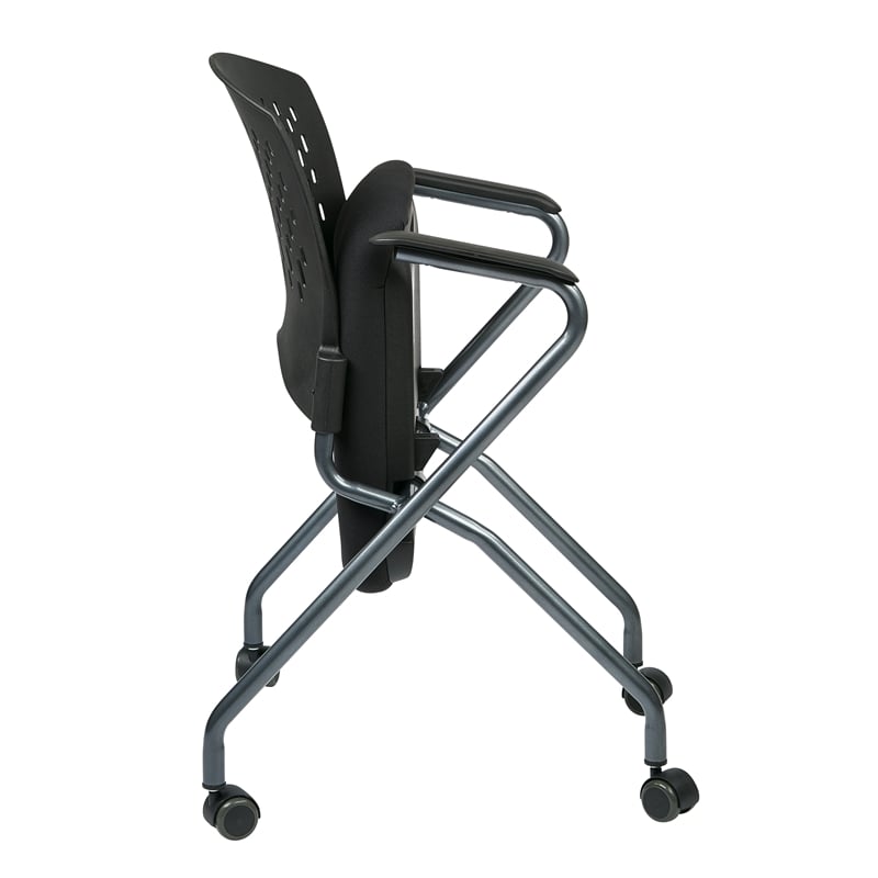 Pemberly Row Set of 2 Black Chair with Ventilated Plastic Wrap Around Back