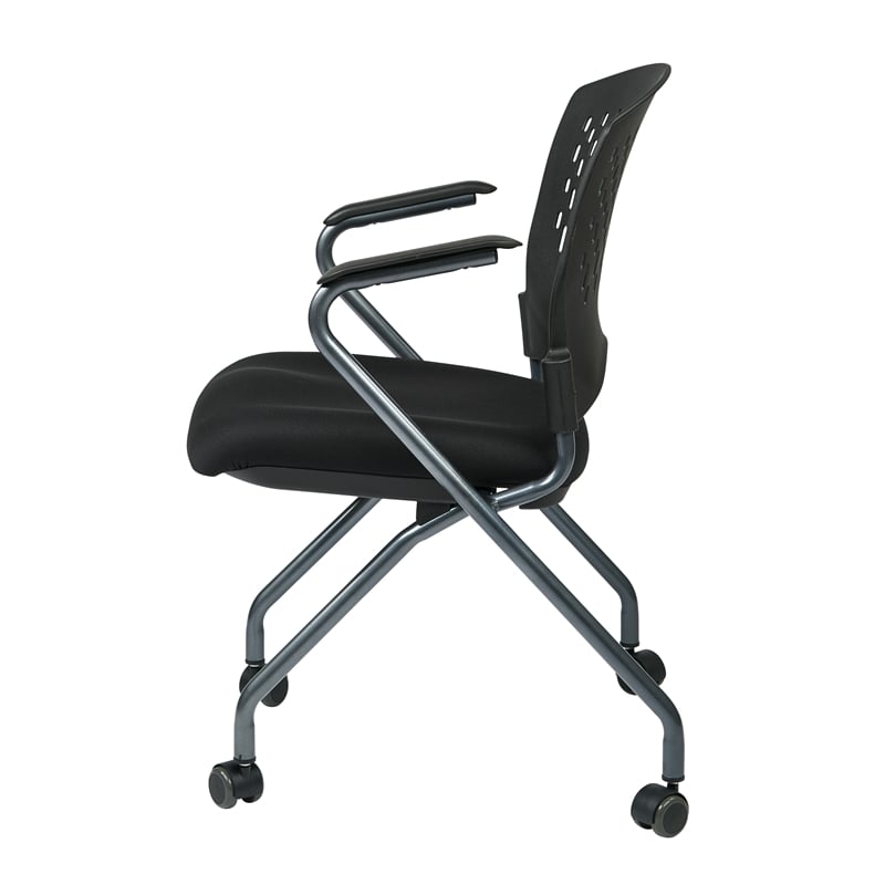 Pemberly Row Set of 2 Black Chair with Ventilated Plastic Wrap Around Back