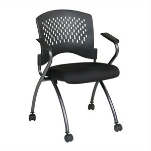 Pemberly Row Set of 2 Black Chair with Ventilated Plastic Wrap Around Back