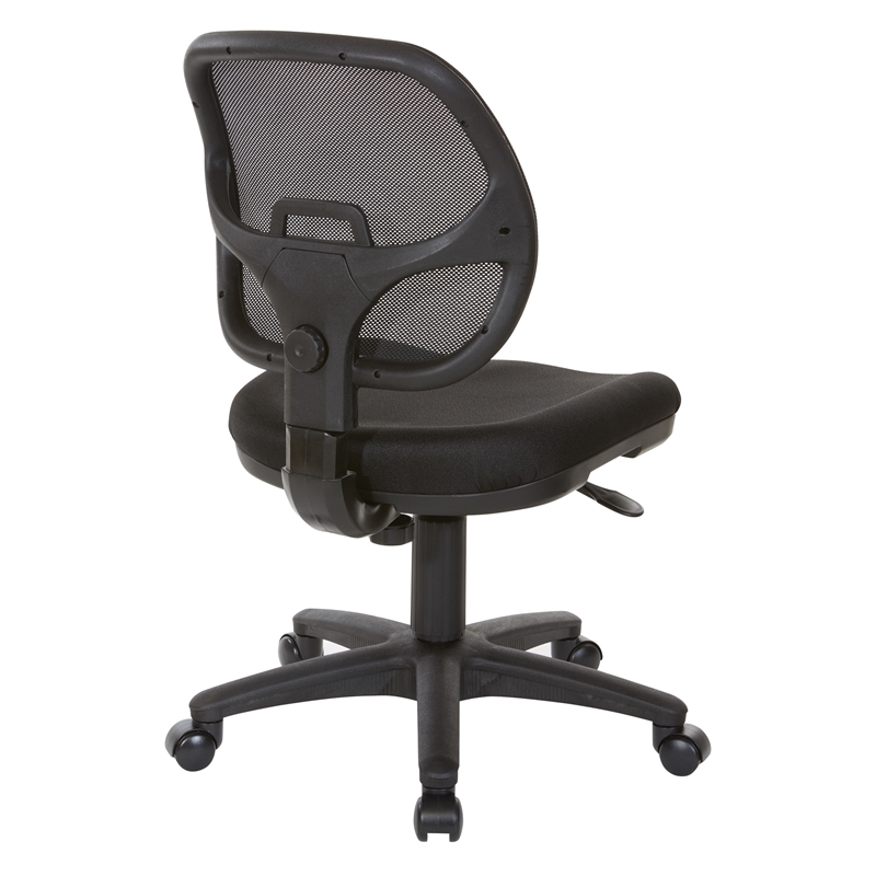 Pemberly Row Mesh Screen Back Task Office Chair in Black Fabric