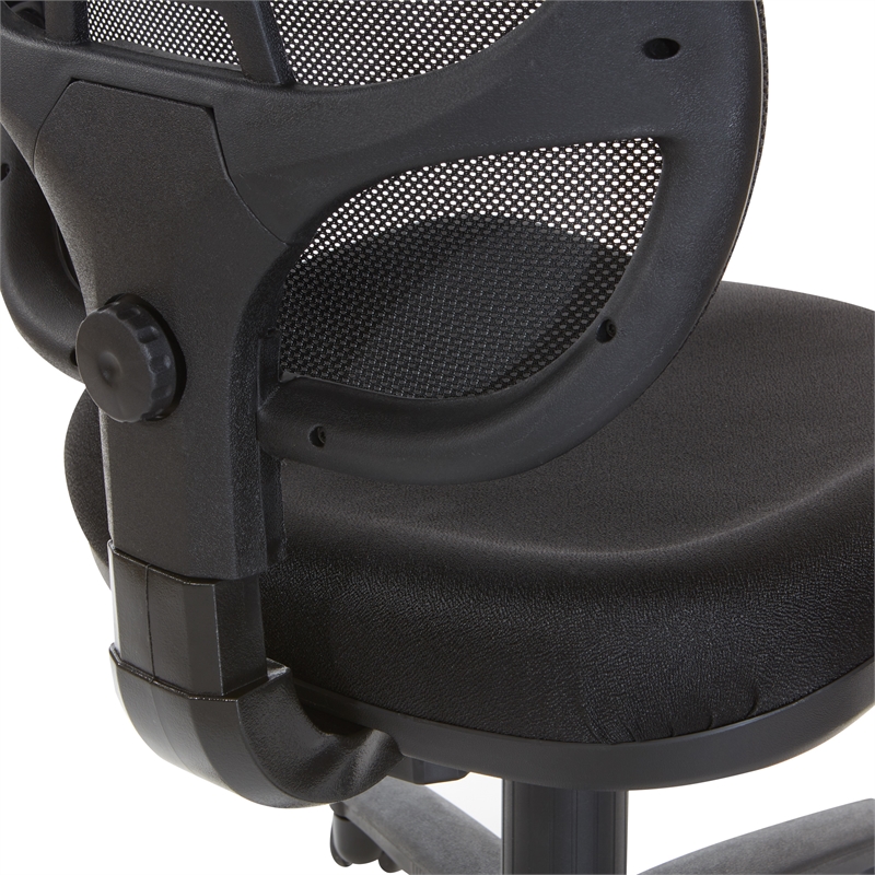 Pemberly Row Mesh Screen Back Task Office Chair in Black Fabric