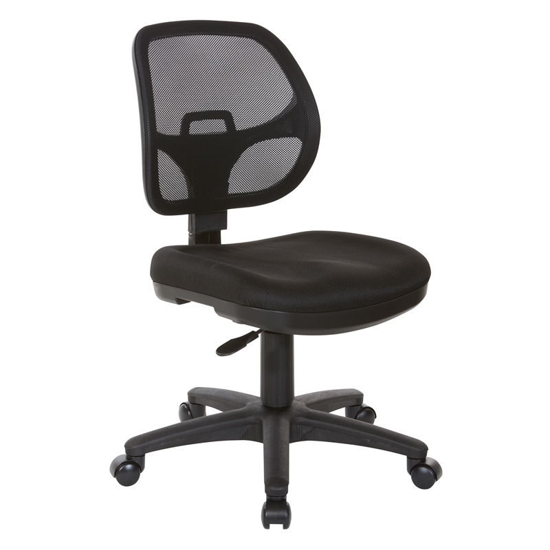 Pemberly Row Mesh Screen Back Task Office Chair in Black Fabric