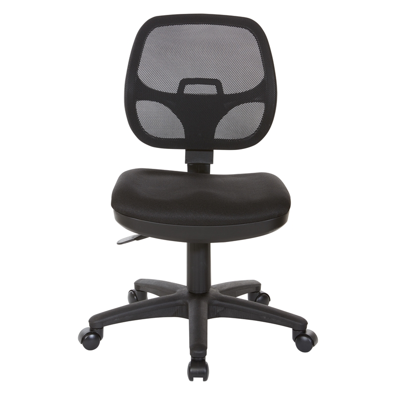 Pemberly Row Mesh Screen Back Task Office Chair in Black Fabric