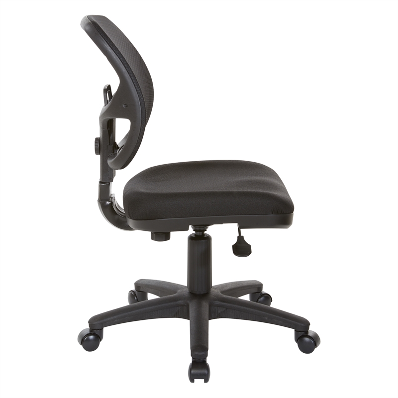Pemberly Row Mesh Screen Back Task Office Chair in Black Fabric