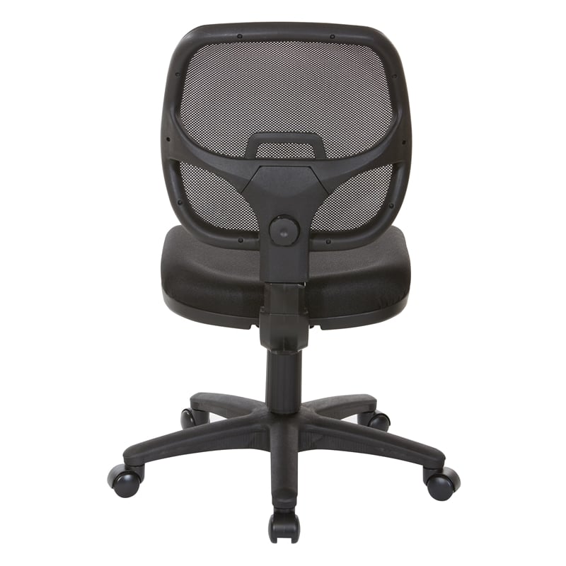 Pemberly Row Mesh Screen Back Task Office Chair in Black Fabric