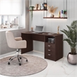 Pemberly Row Classy Computer Desk with 3 Drawers in Espresso