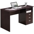 Pemberly Row Classy Computer Desk with 3 Drawers in Espresso