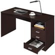 Pemberly Row Classy Computer Desk with 3 Drawers in Espresso