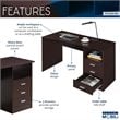 Pemberly Row Classy Computer Desk with 3 Drawers in Espresso