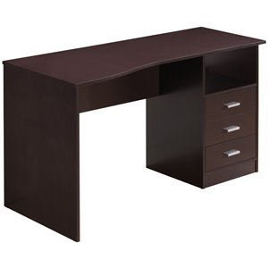Pemberly Row Classy Computer Desk with 3 Drawers in Espresso
