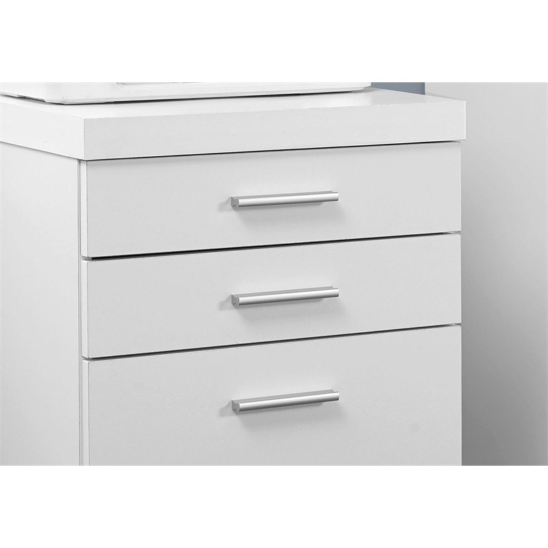Pemberly Row Office File Cabinet Rolling Mobile Printer Stand in Laminated White