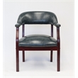 Pemberly Row Contemporary Captains Chair in Blue and Mahogany
