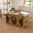 Pemberly Row Contemporary Mesa Carved Wood Trunk Coffee Table