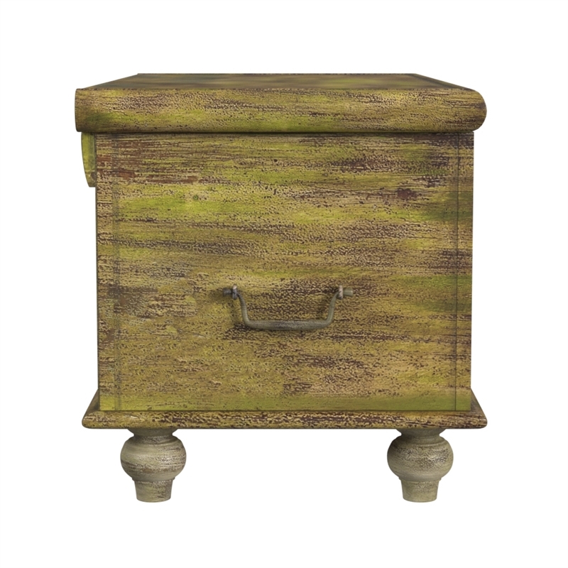 Pemberly Row Contemporary Mesa Carved Wood Trunk Coffee Table