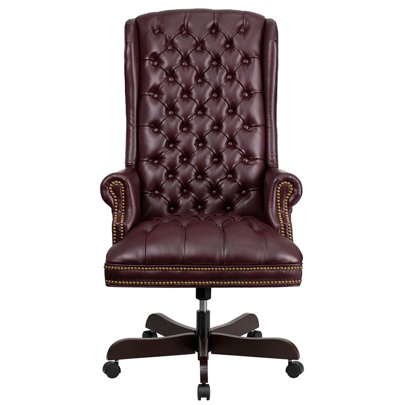 Pemberly Row Traditional Upholstered Executive Office Chair in Burgundy